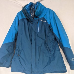 Columbia Interchange Hooded Ski Jacket Coat Size Small Color Blue Condition Used