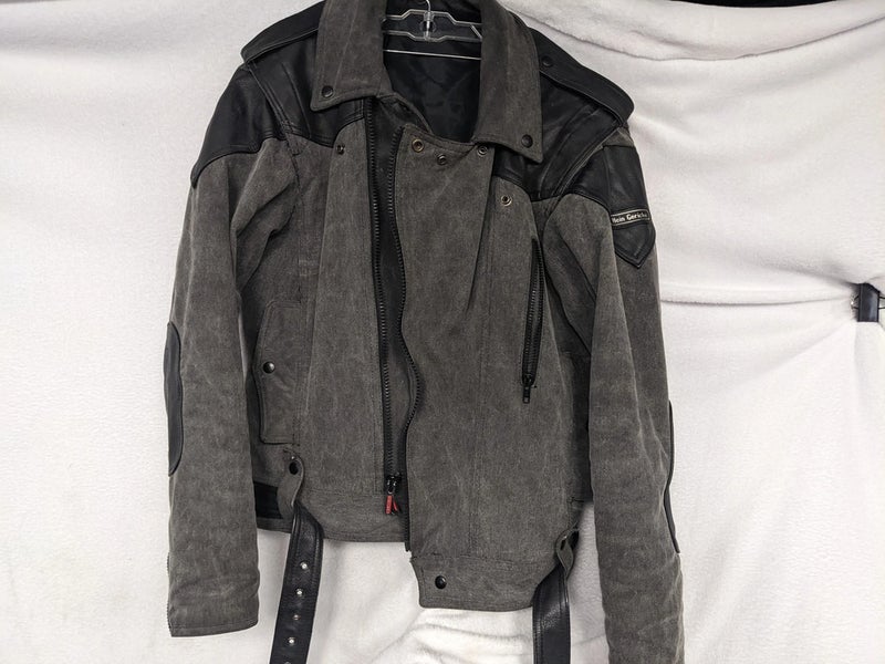 Hein Gericke Belted Winter Coat/Jacket with Leather Trim Size Large Color Gray C