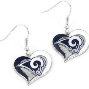 2017 Los Angeles Rams NFL Team Swirl Heart Earrings