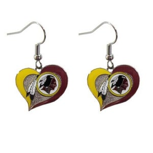 Washington Redskins NFL Team Swirl Heart Earrings