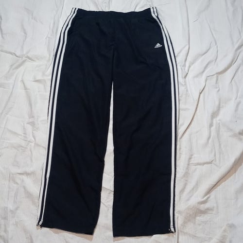 ADIDAS TRACK PANTS WOMENS L POLYESTER MESH LINED GYM FITNESS TRAINING OPEN HEM