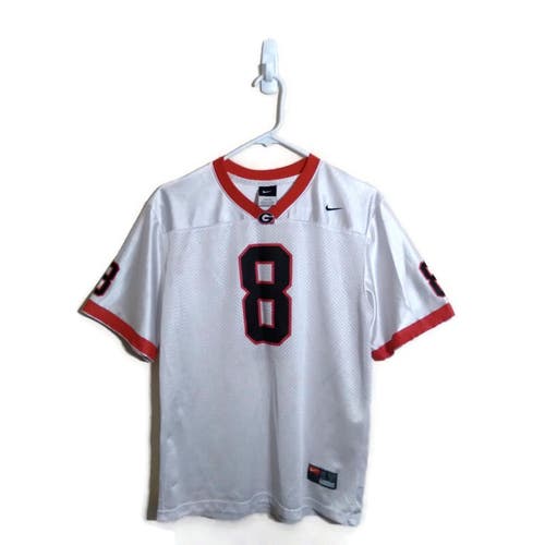 Team Nike NCAA Georgia Bulldogs White Road Game Jersey Sz Youth Large (16/18)