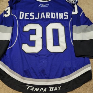 CEDRIC DESJARDINS 10'11 2nd NHL Win Alt Tampa Bay Lightning PM Game Worn Jersey