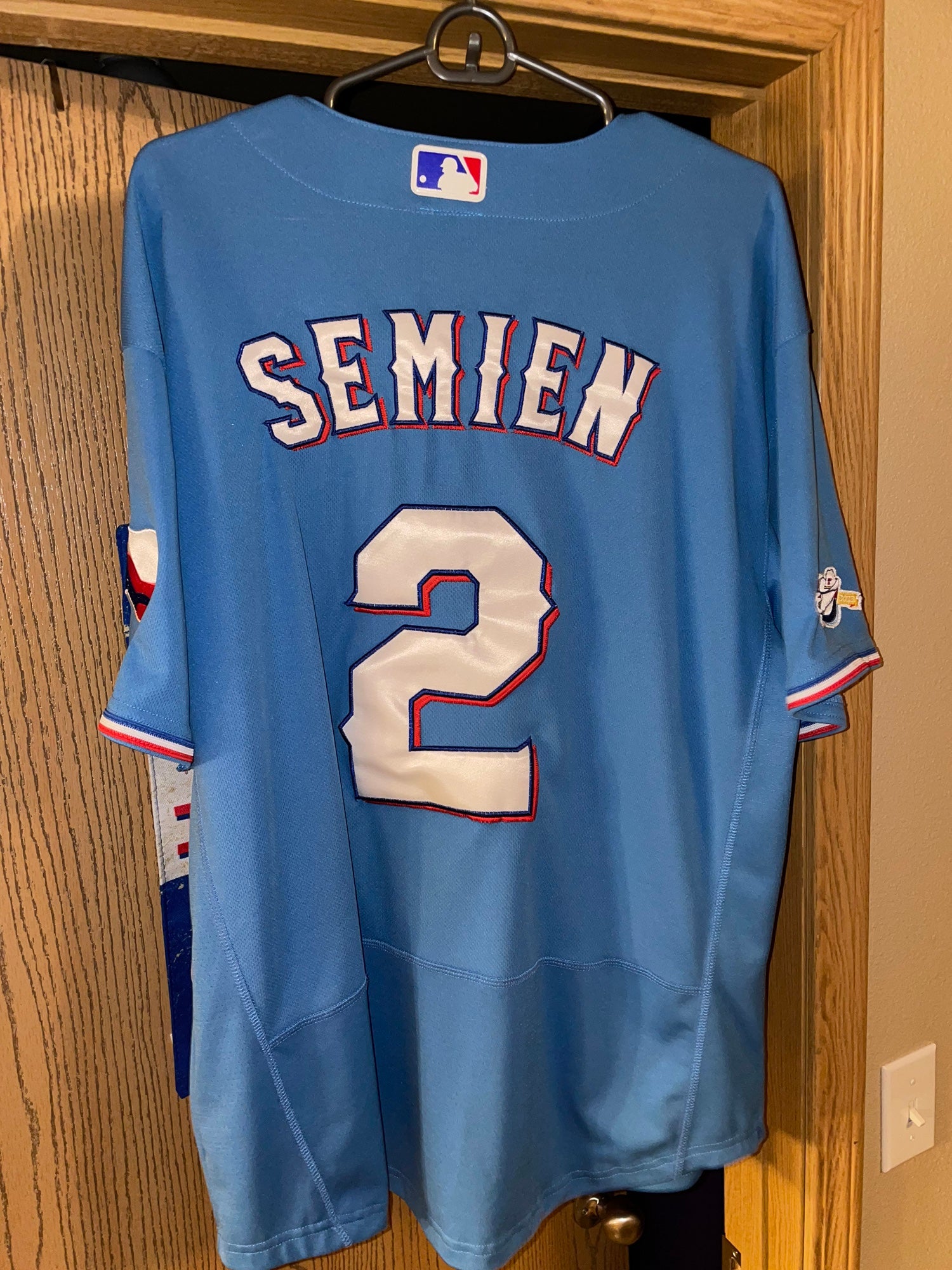 2022 Marcus Semien Team Issued Blue Spring Training Jersey with 50th  Anniversary Commemorative Patch