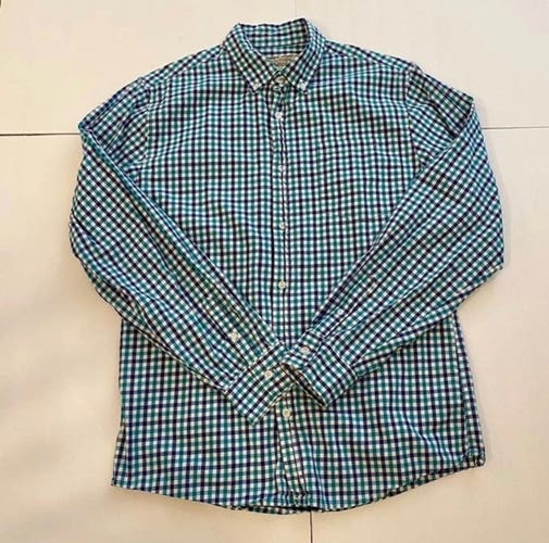 Men's Slim Fit Plaid Button Down Shirt - Large