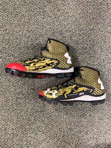 Used Youth Under Armour Deception High-Top Baseball Cleats - Size: M 5.5 (W 6.5)