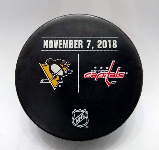 Nov 7 2018 Pittsburgh Penguins @ Washington Capitals NHL Warm-Up Hockey Puck