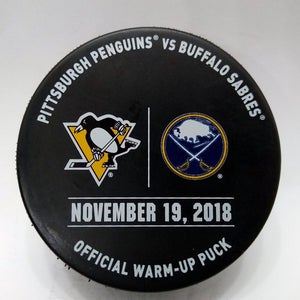 Nov 19 2018 Penguins vs Sabres NHL Warm-Up Puck Tage Thompson 1st Buffalo Goal