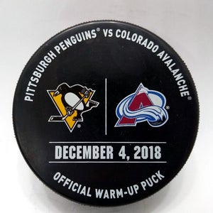 Dec 4 2018 Penguins vs Avalanche NHL Warm-Up Hockey Puck Hornqvist HAT TRICK