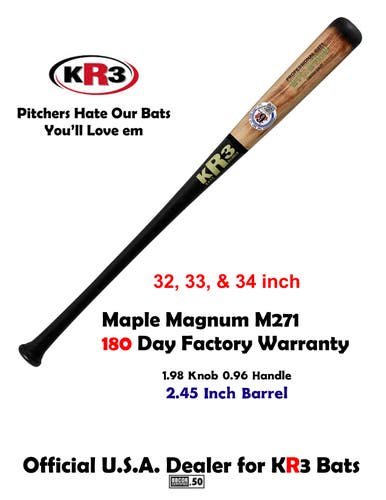 New 2023 KR3 Maple Magnum 34 inch Wood Bat (-3) 31.5 oz C271