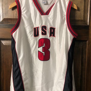 WHITE VINTAGE OLD NAVY YOUTH USA BASKEBALL JERSEY #3