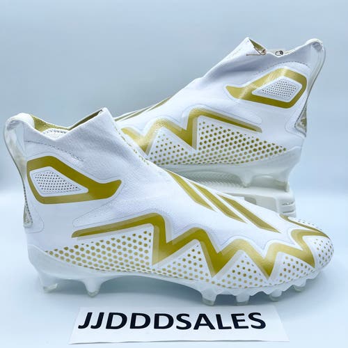 Adidas Freak Ultra 22 White Gold Metallic Football Cleats GX7979 Men’s Size 11.5