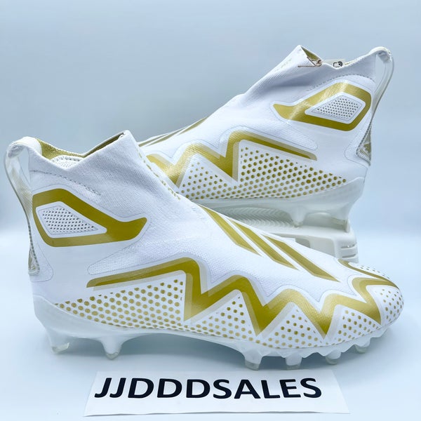 Adidas Freak Ultra 22 White Gold Metallic Football Cleats GX7979 Men’s Size 11.5