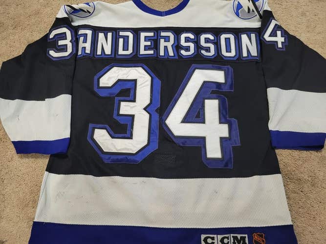 Mikael Andersson 92'93 Inaugural Season Tampa Bay Lightning PM Game Worn Jersey