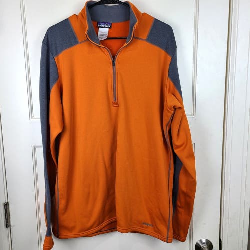 Patagonia Mens Sweater 1/4 Zip Mock Neck Orange Pullover Size: XL