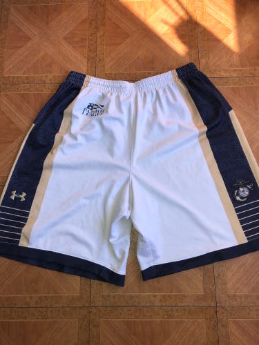 Navy Lacrosse Game Used White Men's Under Armour Shorts
