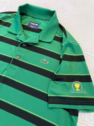 Lacoste Sport Presidents Cup Men’s Golf Polo Size XL Green Black Stripe RARE!