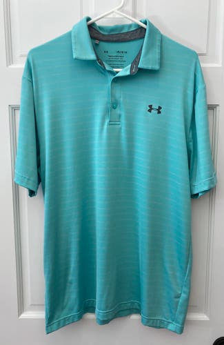 Under Armour Men’s Playoff Golf Polo Core Size XL Style 1351130 Teal Stripe