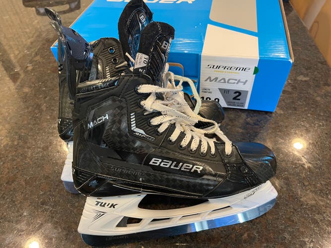 Used Bauer Size 10 Fit 2 Supreme Mach Hockey Skates With BAUER TUUK LIGHTSPEED PULSE TI Steel