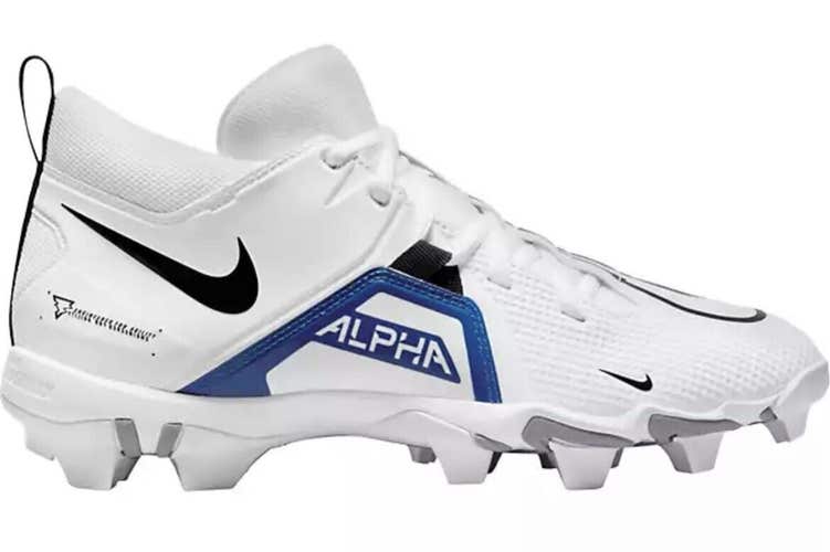 new youth 4.5 nike alpha menace shark 3 mid molded football/lacrosse cleats white cv0581