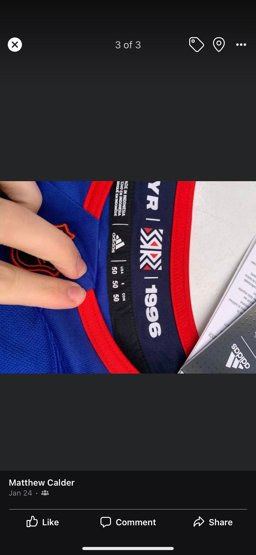 Authentic Adidas New York Rangers Mika Zibanejad Reverse Retro Jersey Size  50