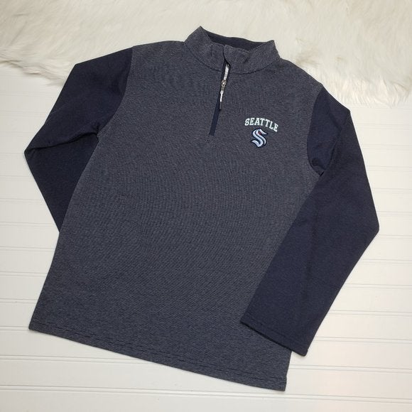 adidas White Seattle Kraken Team Long Sleeve Quarter-zip Hoodie T-shirt for  Men