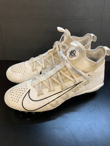 Used Nike Huarache Lacrosse Cleats Size 10 White/Navy