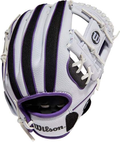 2022 Wilson A200 EZ Cathch 10" Baseball Glove White/ Black/ Purple WBW10045410