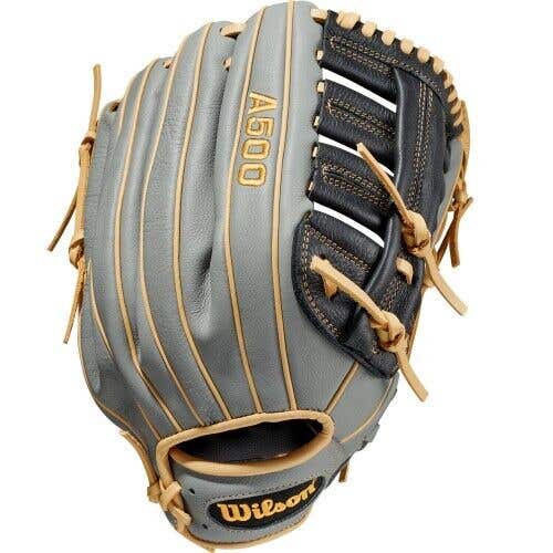 2022 Wilson A500 12.50" Baseball Glove Grey/ Black/ Blonde NWT RHT WBW100159125