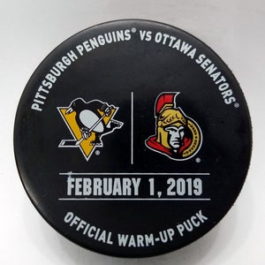 Feb 1 2019 Pittsburgh Penguins vs Ottawa Senators NHL Warm-Up Hockey Puck