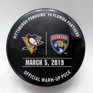 March 5 2019 Penguins vs Panthers NHL Warm-Up Puck Sidney Crosby 1200th Point