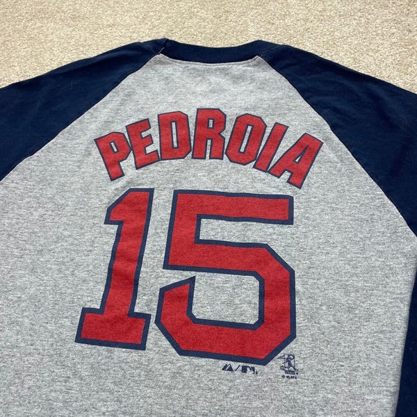 Boston Red Sox # 15 Pedroia Blue T-Shirt Mens L