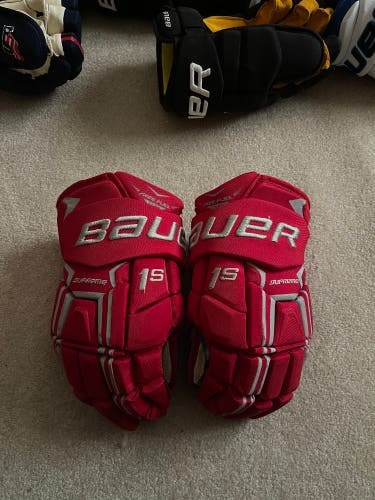 USED Bauer Supreme 1S Ohio State University 14” Pro Stock Gloves