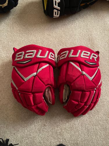 USED Bauer Vapor 1X Pro 15” Ohio State University Custom Short Cuff Pro Stock Gloves