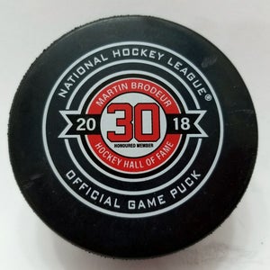 2018 New Jersey Devils Martin Brodeur Hall of Fame Night Game Used Hockey Puck