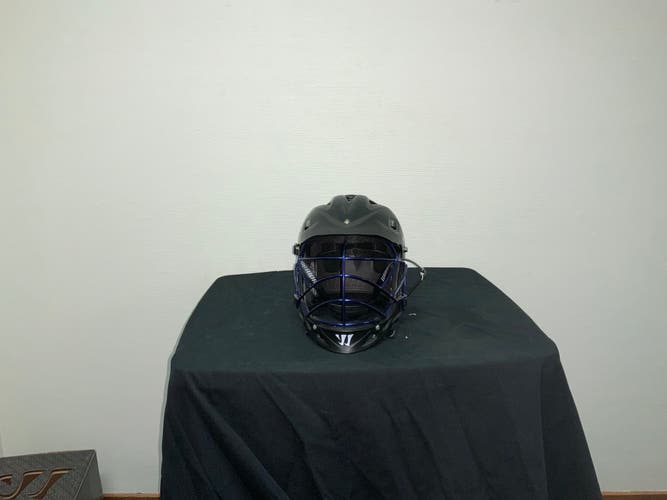 New Warrior TII Helmet matte black with royal blue chrome mask (floor model and tried on)