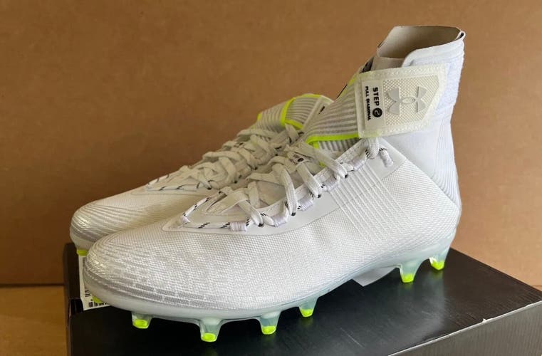 Under Armour Highlight MC Football White Metallic Silver Cleats Size 10.5 New
