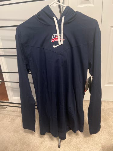 USA Hockey Men’s Hoodie Top, small, Navy Blue
