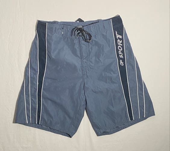 Vintage 90s Ocean Pacific OP Sport Size L Blue Mesh-Lined Swim/Surf Board Shorts