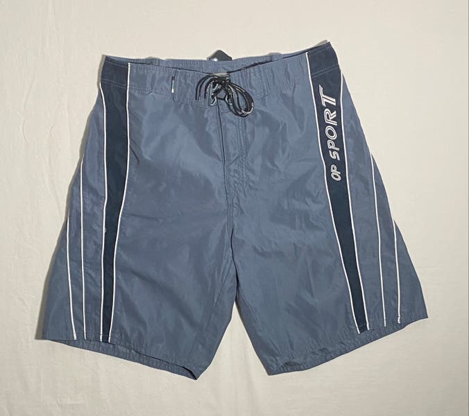 Vintage 90s Ocean Pacific OP Sport Size L Blue Mesh-Lined Swim