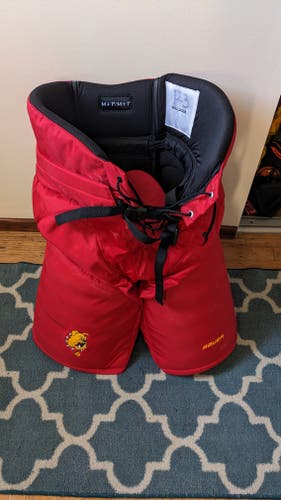 Used Red Bauer Custom Pro Pants | Senior Medium +1 | Ferris State Bulldogs