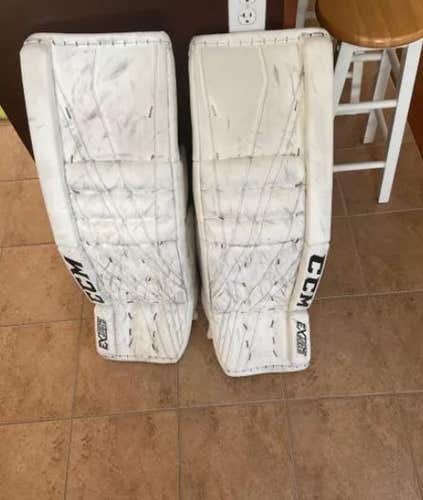 White 34" +2 CCM Extreme Flex lll Goalie Leg Pads- Used