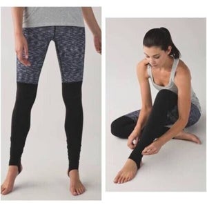 Lululemon Wunder Under High-Rise Stirrup Leggings Sz 4 Heather Gray/Black