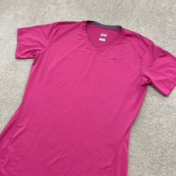 Nike T Shirt Women XL Slim Adult Pink Swoosh Athletic Dri Fit Run Gym  Active