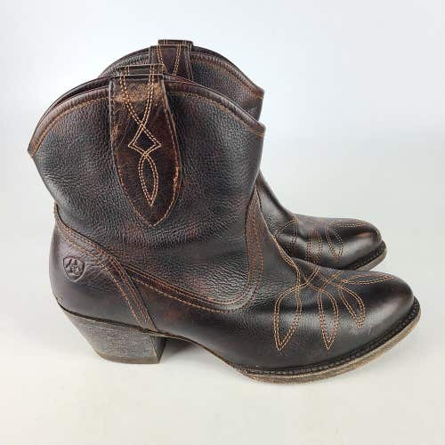 Ariat Darlin Women’s 8 B Brown Leather Western Ankle Boots Booties Cowgirl