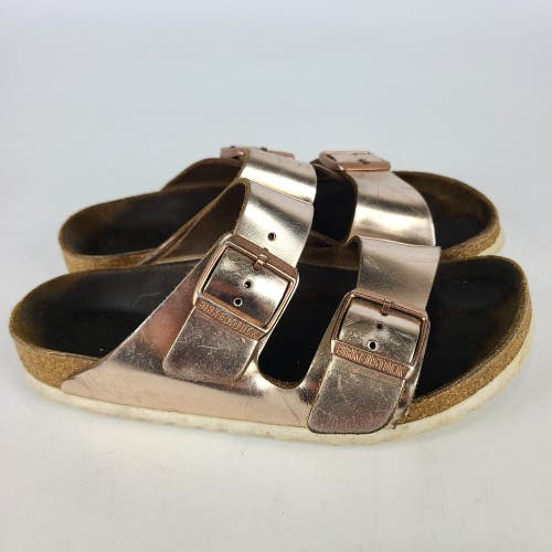 Birkenstock Arizona Metallic Rose Gold Leather Sandals Women's Size: 37 / 6