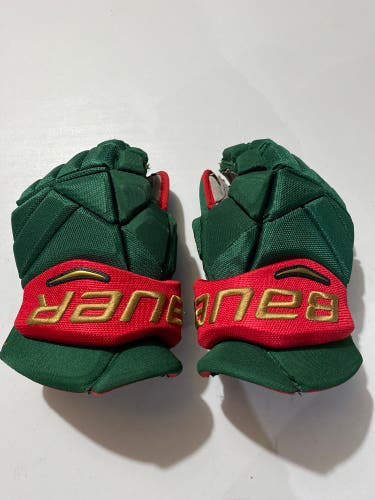 Used Bauer 14" Pro Stock Vapor 1X Pro Gloves minnesota wild