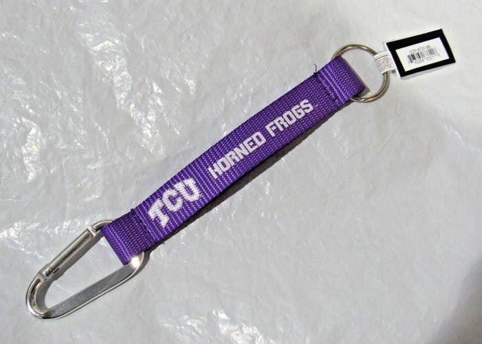 NCAA TCU Horned Frogs Purple Wristlet w/Key Ring & Carabiner 8.5" long by Aminco