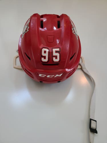 Red, Large CCM hockey helmet-Red Deer Rebels