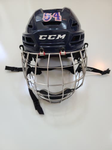 CCM Resistance Meduim Hockey Helmet with Cage (Dark Blue), Vacaville Jets